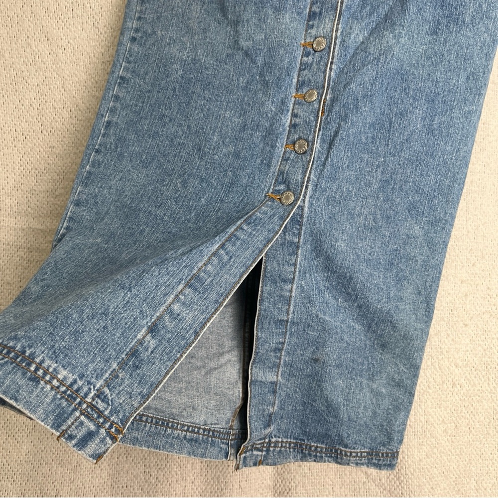 Vintage Maxi Denim Skirt Jay Jacobs Button Front Pencil Jean 90s Faded USA Jr 13 - Picture 4 of 16